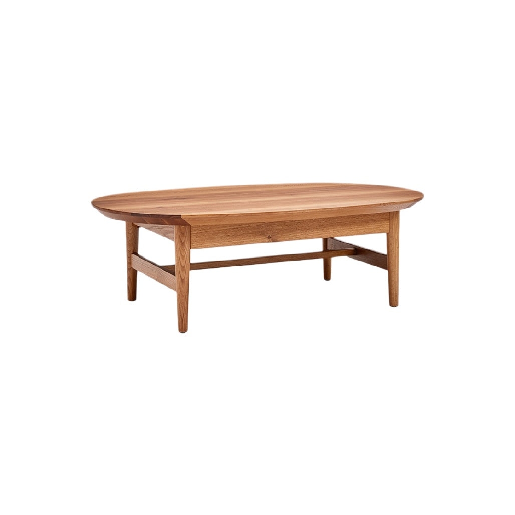 Modern Wooden Oval Coffee Table with Sturdy Legs