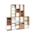 Modern Wooden Bookshelf with Open and Closed Storage Compartments