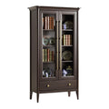 Classic Dark Wood Display Cabinet with Glass Doors and Shelves