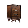 "Stylish Wooden Chest of Drawers with Curved Design"