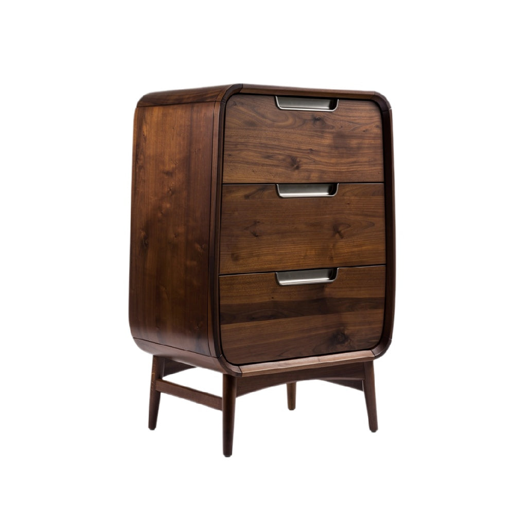 "Stylish Wooden Chest of Drawers with Curved Design"